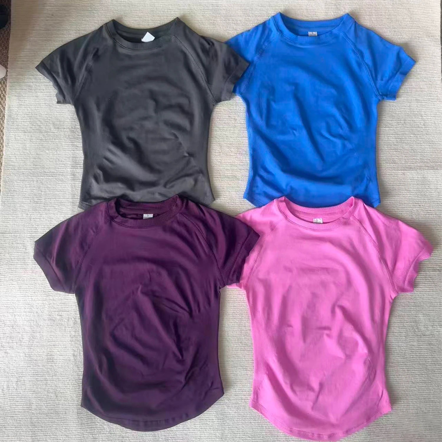 ARFTE Gym T Shirt Short Sleeve Yoga Top Women's Round Neck Seamless High Stretch Fitted Sports Gym Shirt Workout Clothing